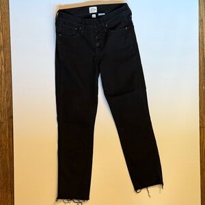 J Crew vintage straight women's black botton fly raw hem jeans size 26